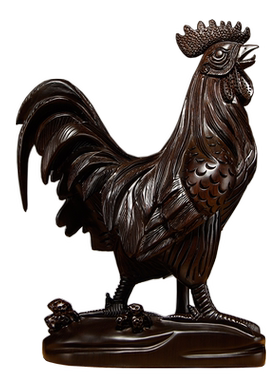 黑檀木雕刻生肖鸡家居客厅工艺品