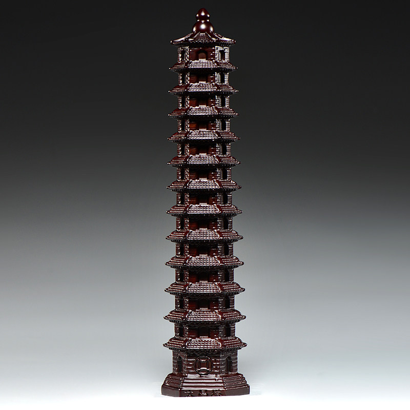 黑檀木雕刻13层文昌塔摆件木头文昌塔十三层家居客厅办公室装饰品