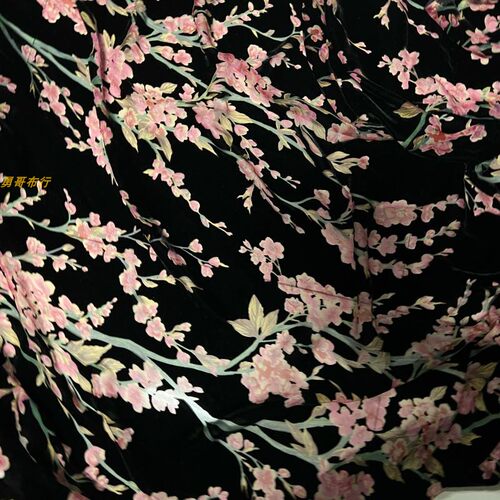 真丝桃花通花服装布料