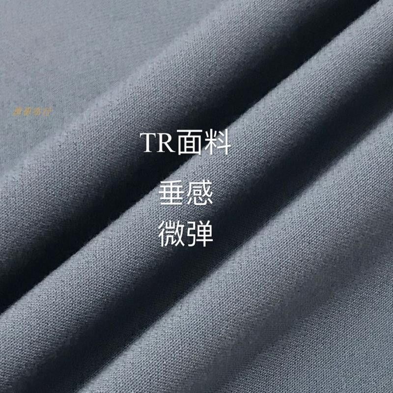 雾霾蓝哥弟tr面料弹力柔挺休闲质感春夏套装小西装阔腿裤外套布料