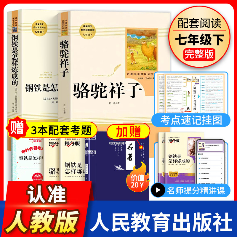 骆驼祥子钢铁是怎样炼成的七年级下册bi读名著正版原著无删减版红岩海底两万里课外阅读经典文学小说朝花夕拾西游记人民教育