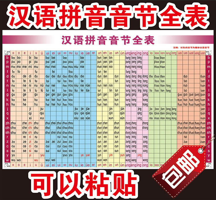 拼音音节全表汉语拼音常用音节表写真/海报印制