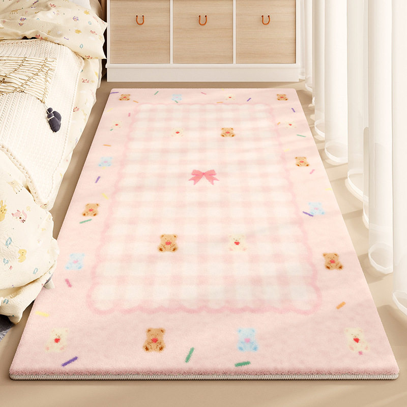 可爱地毯女孩卧室床边垫加厚儿童娱乐区地垫短绒全铺床前床下脚垫