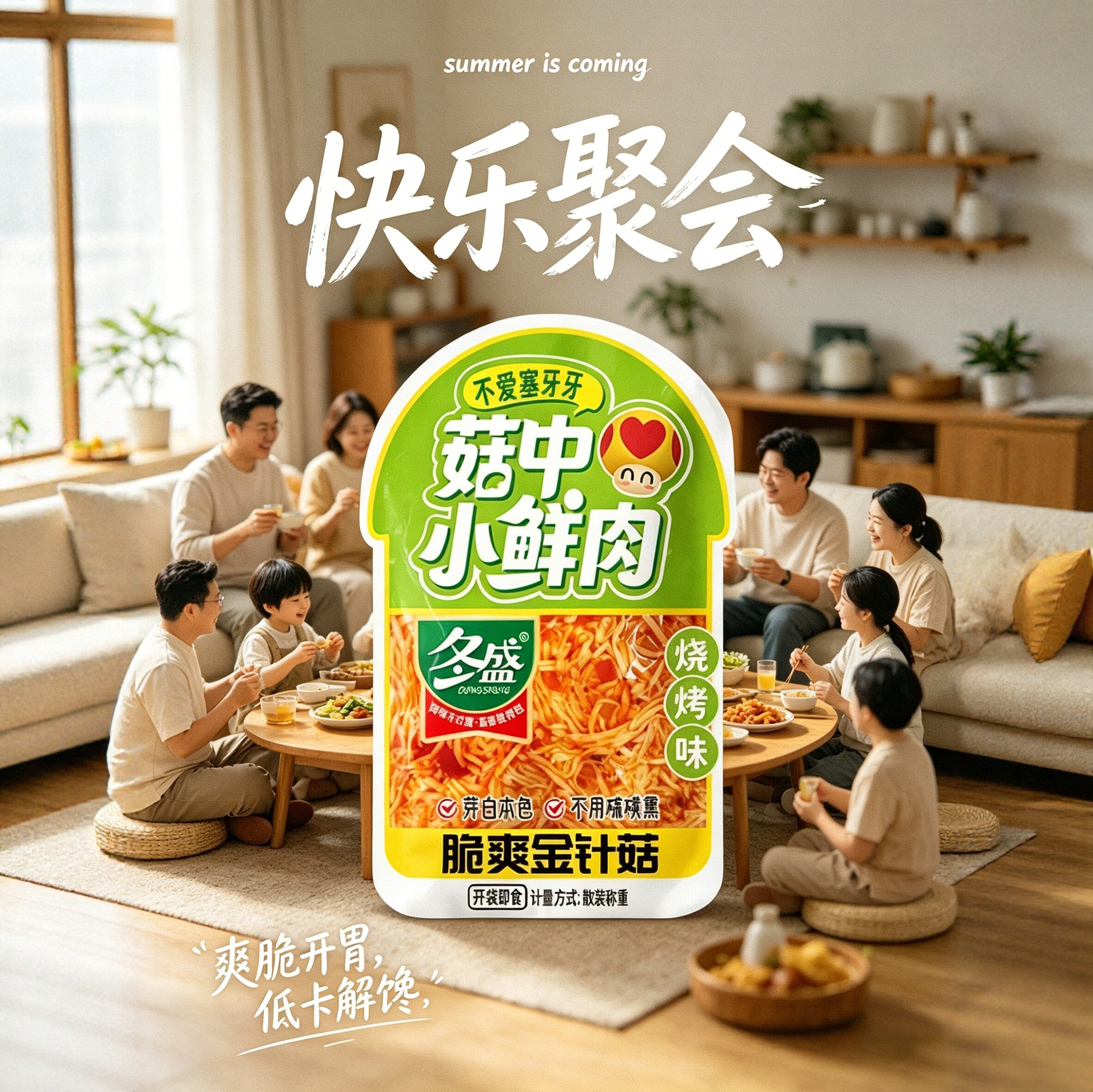 冬盛金针菇下酒菜健康零食开袋即食(小袋)零食香辣烧烤味办公休闲