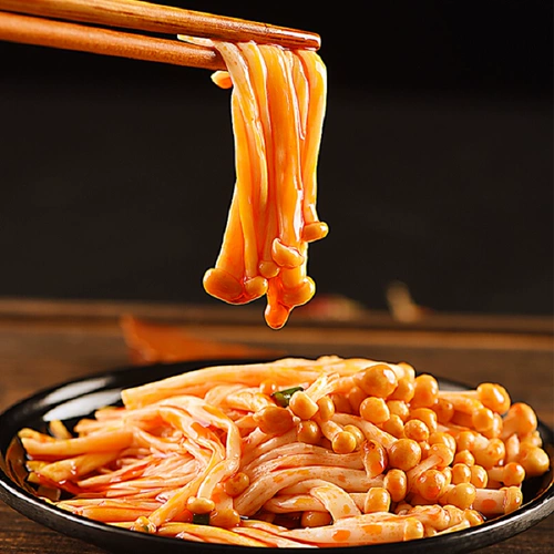 Kang Xiao Qi Fungus Enoki Грибные закуски Свежее красное масло Острый маринованный перец Пять специй 500г