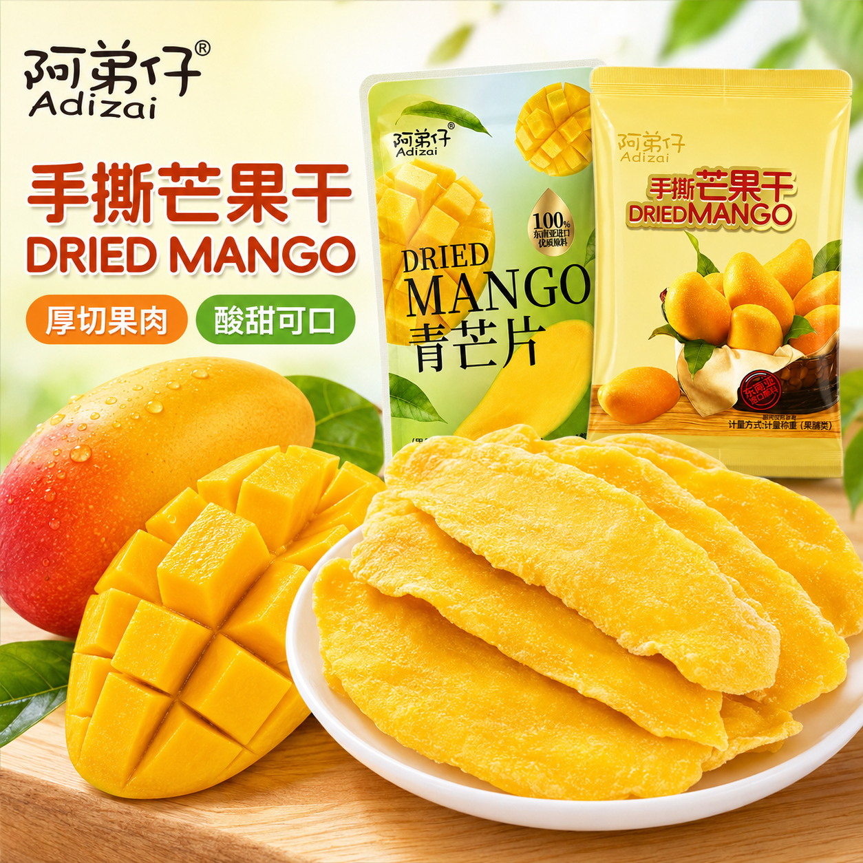 阿弟仔手撕芒果干青芒片酸甜果脯小零食办公宿舍追剧解馋散称休闲