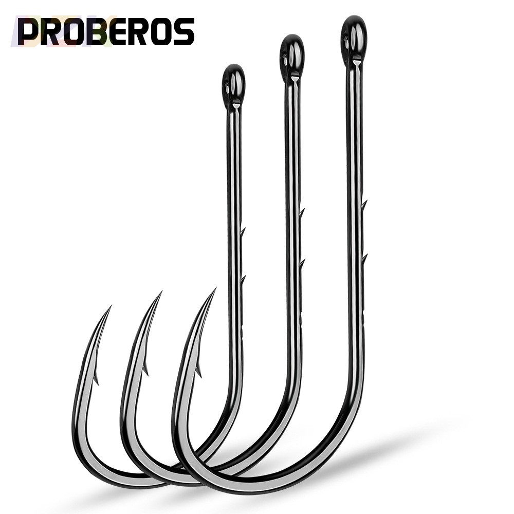 PRO BEROS渔具钓具鱼钩 有倒刺高碳钢普通单钩 散装高端100个/s9