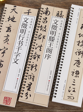 文徵明行书千字文滕王阁序行书毛笔书法字帖全文经典碑帖书法临摹字卡原大版墨迹本文征明成人学生临摹范本近距离临摹临帖卡