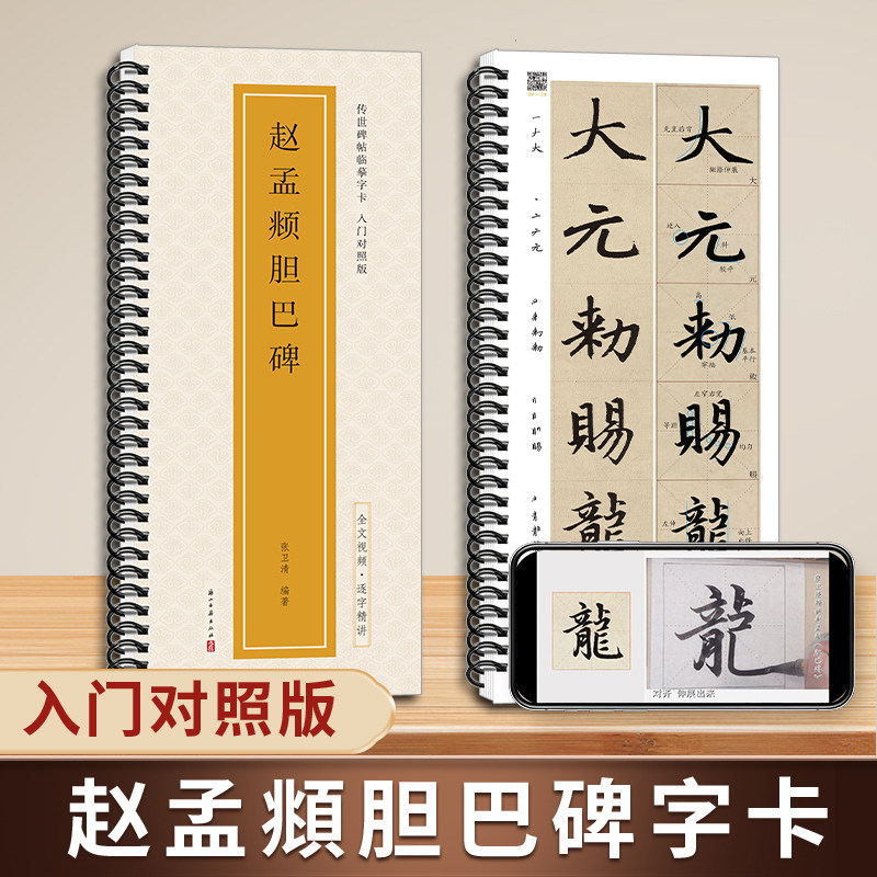 全文视频 赵孟頫胆巴碑 米字格放大版传世碑帖入门对照版楷书毛笔字帖技法教程练字帖成人初学者经典碑帖近距离临摹字卡赵孟俯楷书