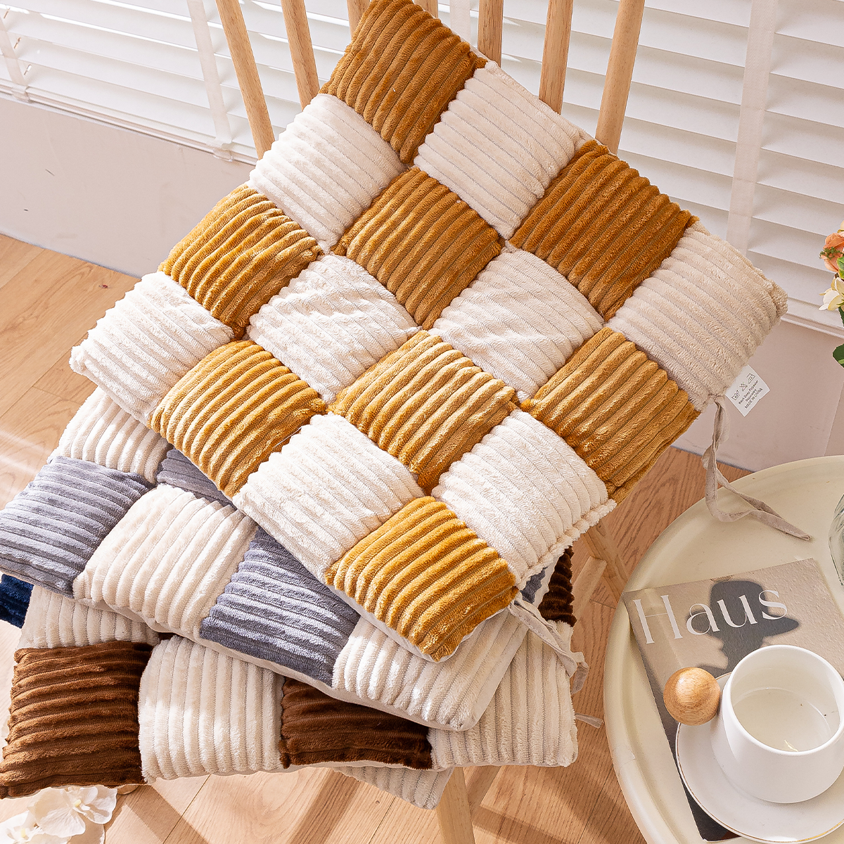 方块椅子坐垫四季秋冬加厚防滑