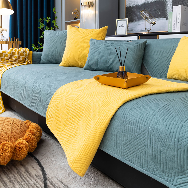 纯棉布艺沙发垫四季通用皮防滑轻奢风坐垫子简约现代纯色套罩巾夏