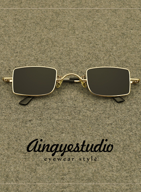 迷你小眼镜男潮小方形墨镜复古太阳镜女金属小框小镜片小方框眼睛