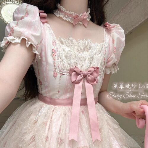 7折断码清仓现货【春日记】Op原创生成x粉doll正腰柄图lolita裙