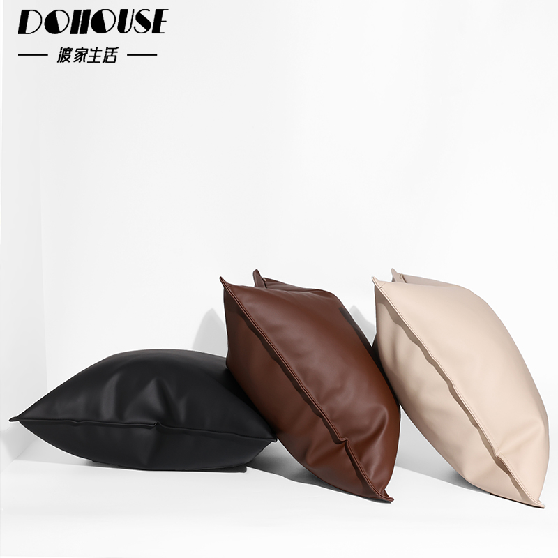 简约北欧风轻柔仿皮客厅色系抱枕