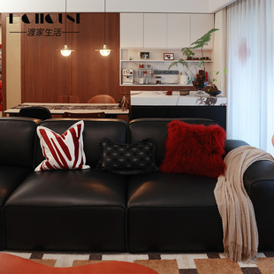 设计师款样板间高端法式凡尔赛黑红色系割绒流苏客厅沙发抱枕腰枕