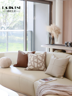 奶咖色客厅沙发大抱枕靠垫样板房靠背套床头亲肤轻奢风长方形枕套