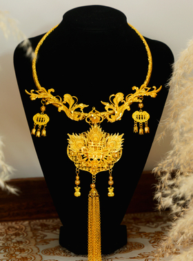 新款中式新娘金色项圈古风汉服龙凤褂高级项圈婚礼造型精致配饰品