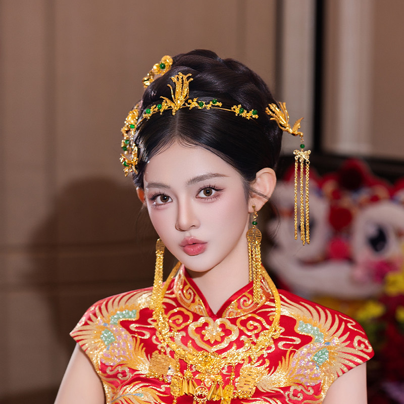 复古金绿色新娘秀禾服头饰发簪婚礼简约古装龙凤褂中式跟妆配饰品,饰品/流行首饰/时尚饰品新,发饰,淘宝优惠券,粉丝福利购,淘宝优惠卷