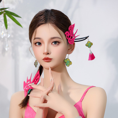 新娘剪纸创意新中式头饰红色喜鹊花朵发饰国风旗袍晨袍敬酒服配饰