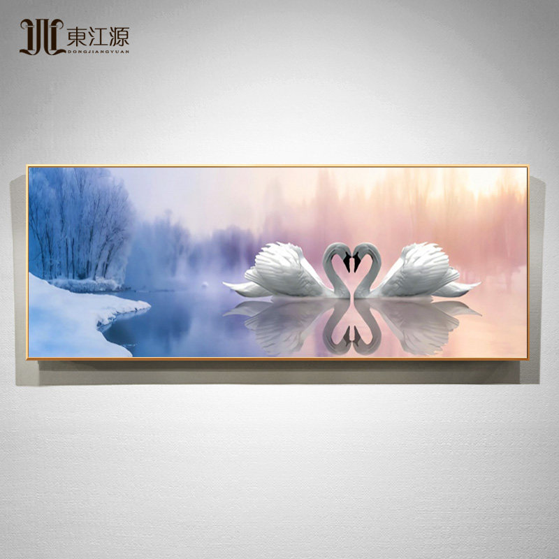 手绘油画房间卧室床头挂画现代简约轻奢客厅装饰画天鹅大芬油画村