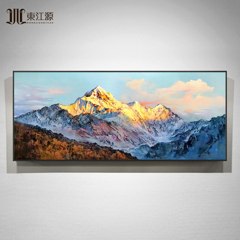 手绘油画日照金山欧式客厅装饰画风景沙发背景墙大芬油画村定制