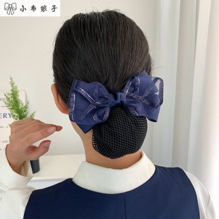 2024新款头花发夹头饰网兜护士盘发职业蝴蝶结绢纱后脑勺发夹网兜