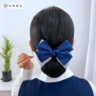 上班发夹头饰条纹头花网兜护士盘发银行酒店员工职业发卡发网网套