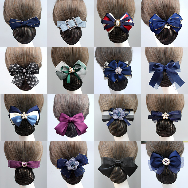 职业头花发网网兜盘发发夹女发圈头绳头花发饰护士银行工作弹簧夹