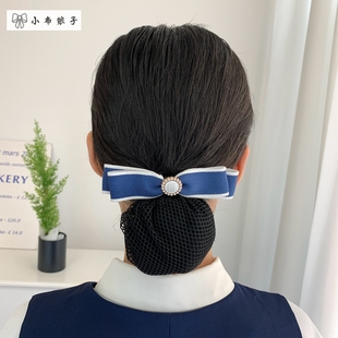 新款工作头花发夹 护士职业盘发网兜 优雅头饰后脑勺弹簧夹网套