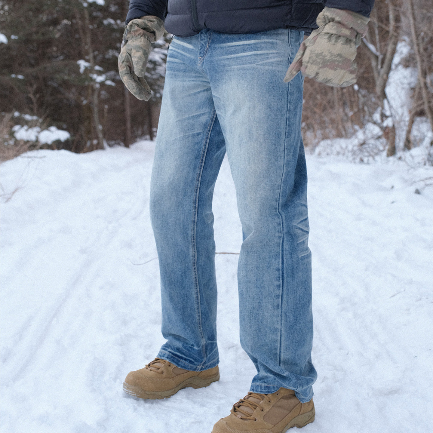 GUNCHILL军潮重工水洗猫须直筒牛仔裤男款春秋季纯棉复古做旧长裤