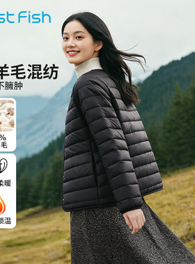 快鱼2025冬新款女士轻薄排骨棉服修身内胆防寒保暖显瘦百搭棉袄女