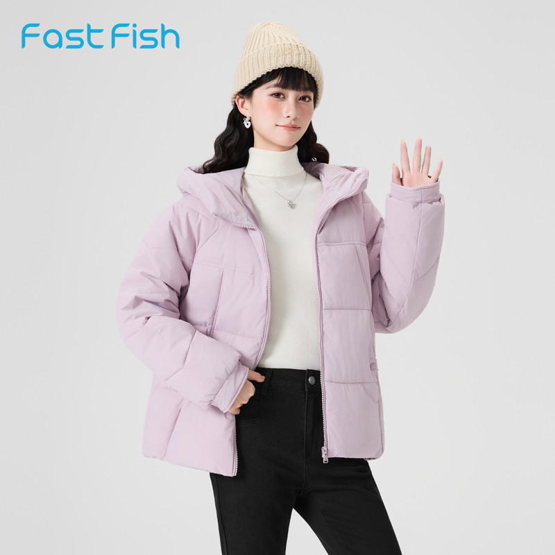 快鱼棉服女2025年冬季新款微宽松净色短款连帽外套防寒加厚小棉袄,女装/女士精品,棉衣/棉服,淘宝优惠券,粉丝福利购,淘宝优惠卷