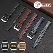 适配卡西欧小方块真皮表带A159W 91牛皮表链男女18mm A158WA