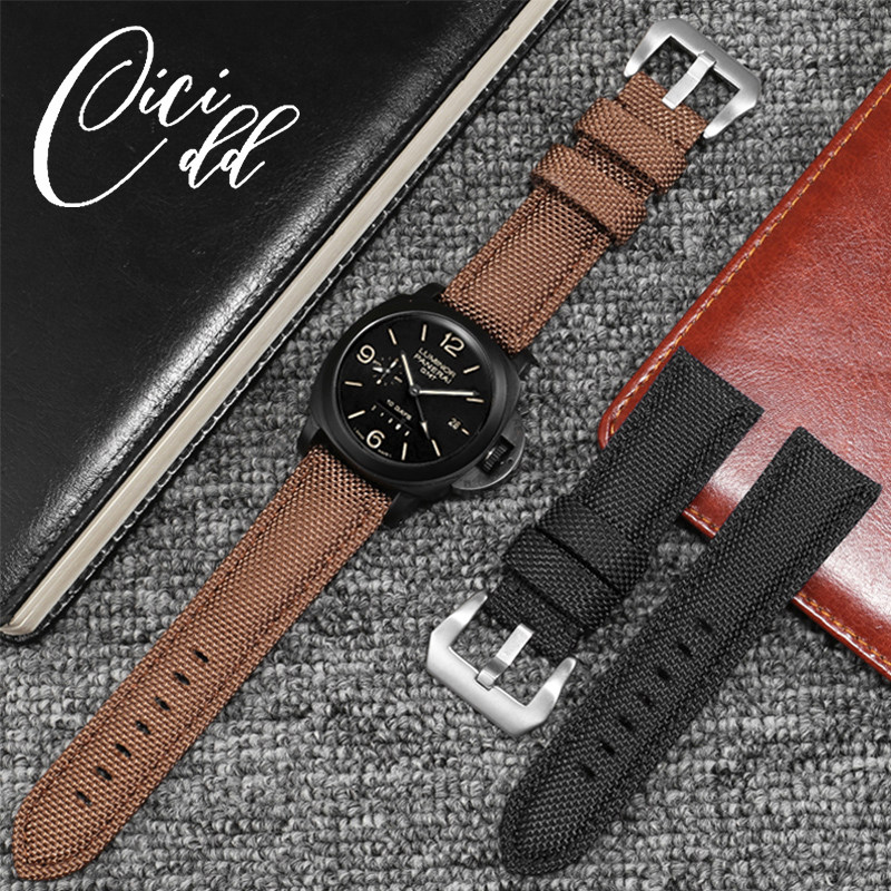 编织帆布表带适配沛纳海精工西铁城帕尼时卡西欧防水尼龙男女表链