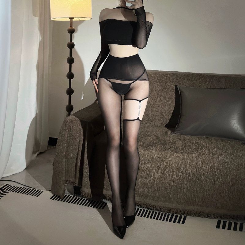 无缝丝袜水钻链条裸感高腰女