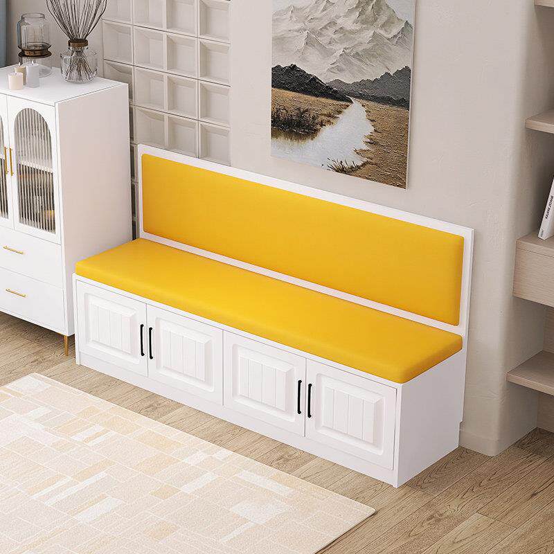 简约风格家用实木卡座餐椅 可定制储物飘窗柜 L型转角双人沙发