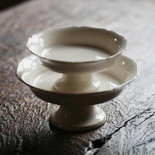 中式高脚盘禅意复古点心盘供佛中国风果盘陶瓷高足盘糕点茶点盘子