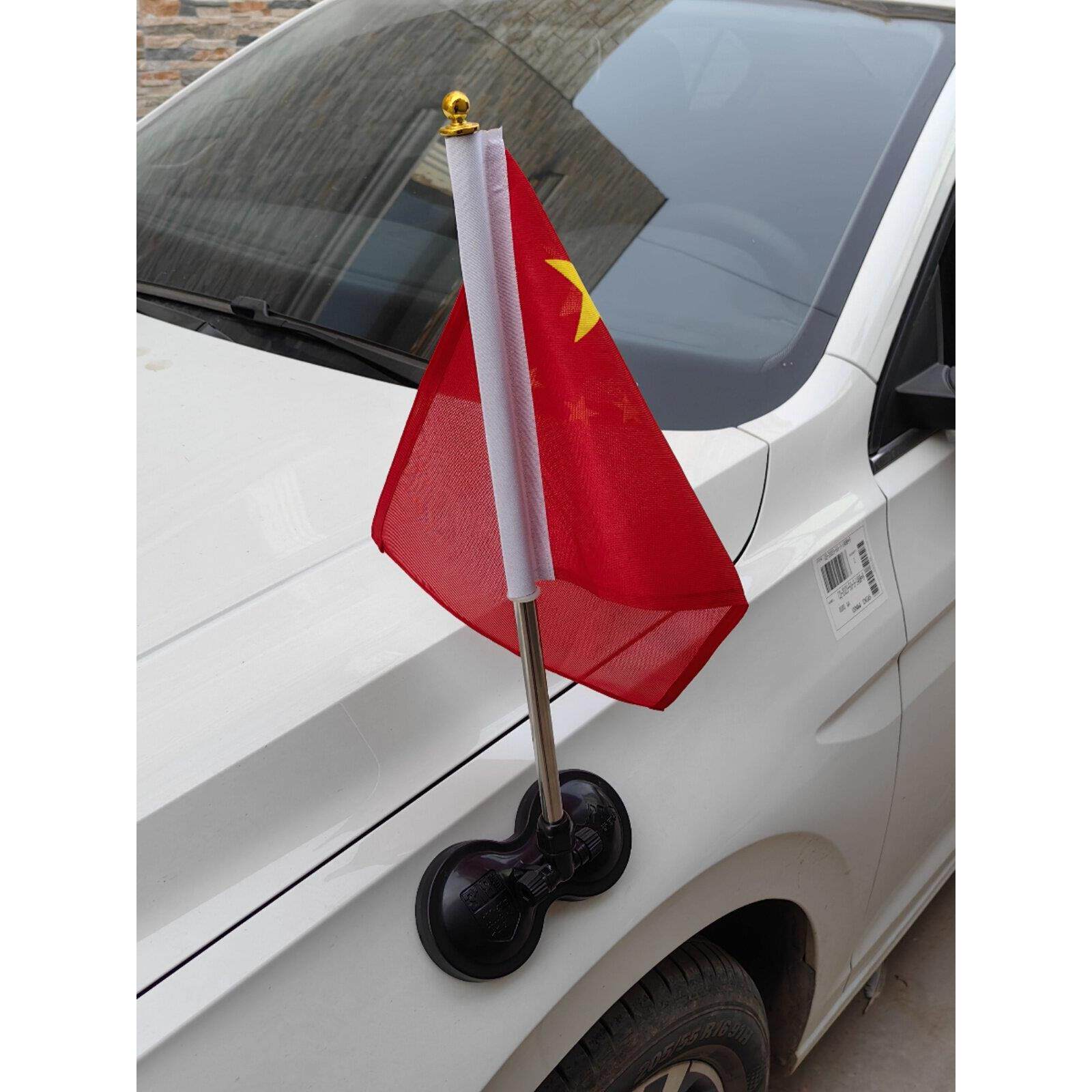 强磁双吸盘红旗婚车装饰车旗摩托车旗杆高速特种摩托车旅游