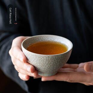 高档金丝开片汝窑杯｜覆古汝瓷主人杯彷宋品茗杯茶杯茶盏茶碗单杯