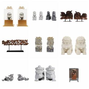 新中式狮子摆件禅意书桌家居客厅书房办公桌房间玄关酒柜软装饰品