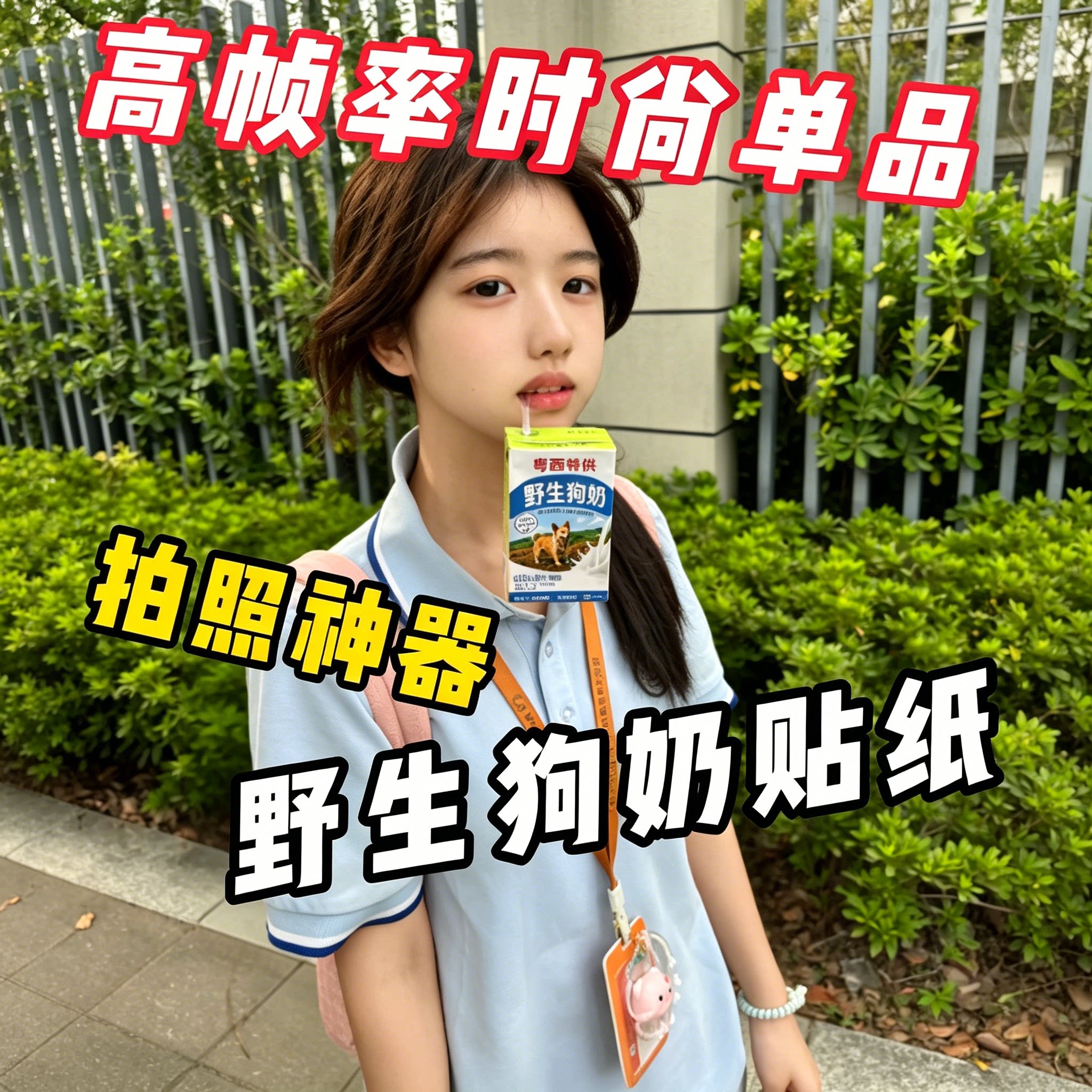 粤西野生狗奶野狗奶四面包牛奶砖奶盒贴纸搞笑拍照神器开学整蛊