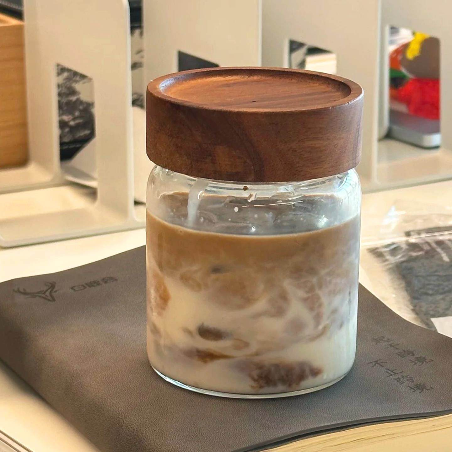 便携外带玻璃杯带盖喝水杯女耐高温个人专用茶杯密封随行咖啡杯子