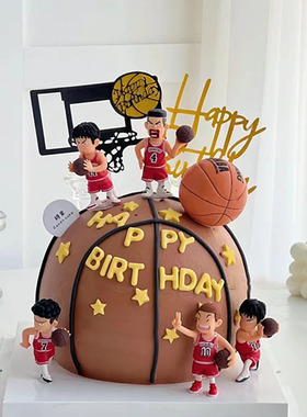 篮球男孩生日蛋糕装饰软胶篮球篮球小子摆件加油少年小星星hp插件