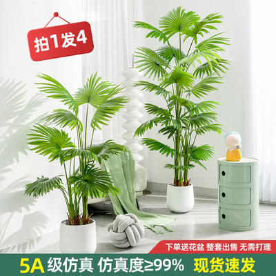 彷真绿色植物假植物轻奢客厅装饰树室内大型盆栽蒲葵树落地摆件彷