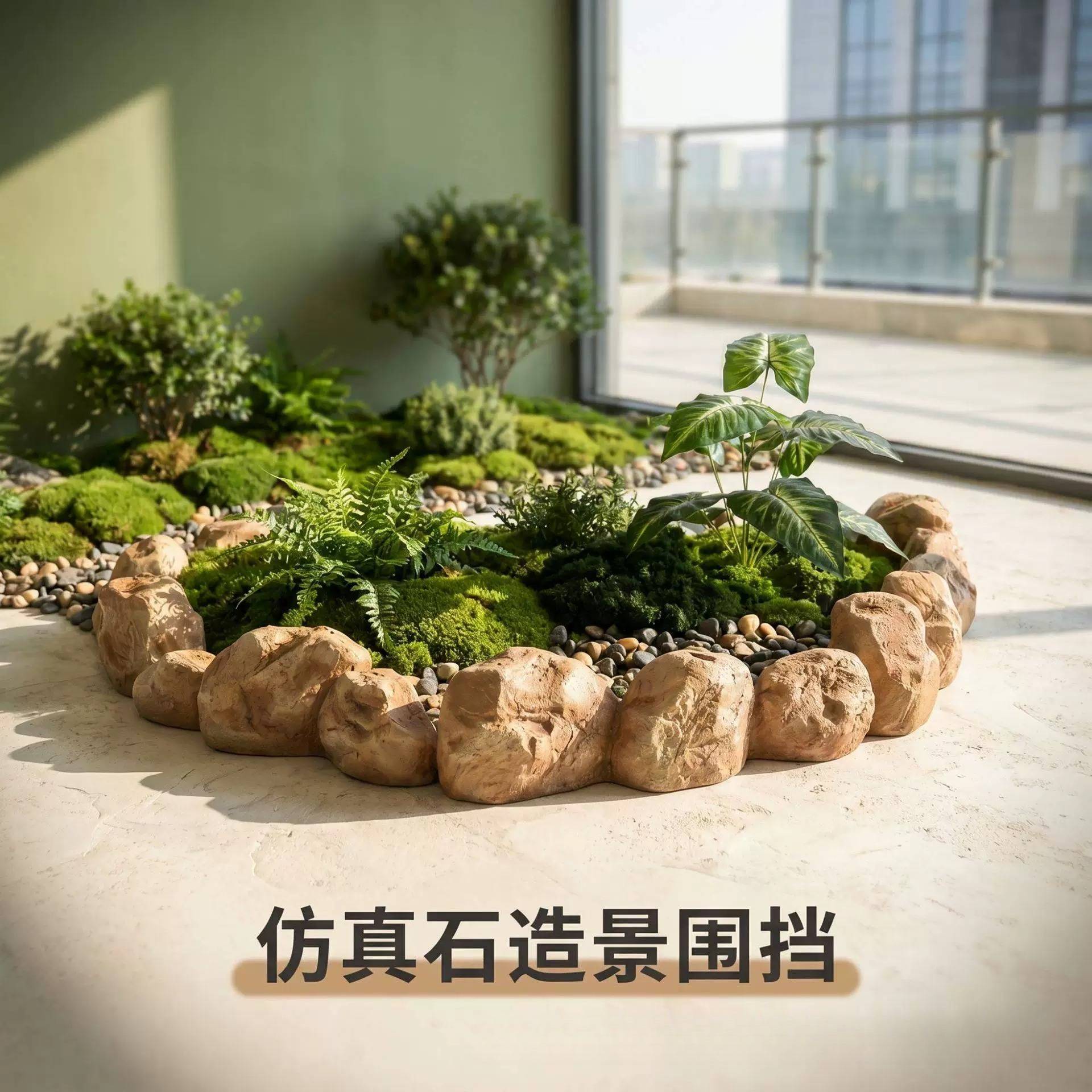 围边仿真石头花坛围挡装饰鱼池