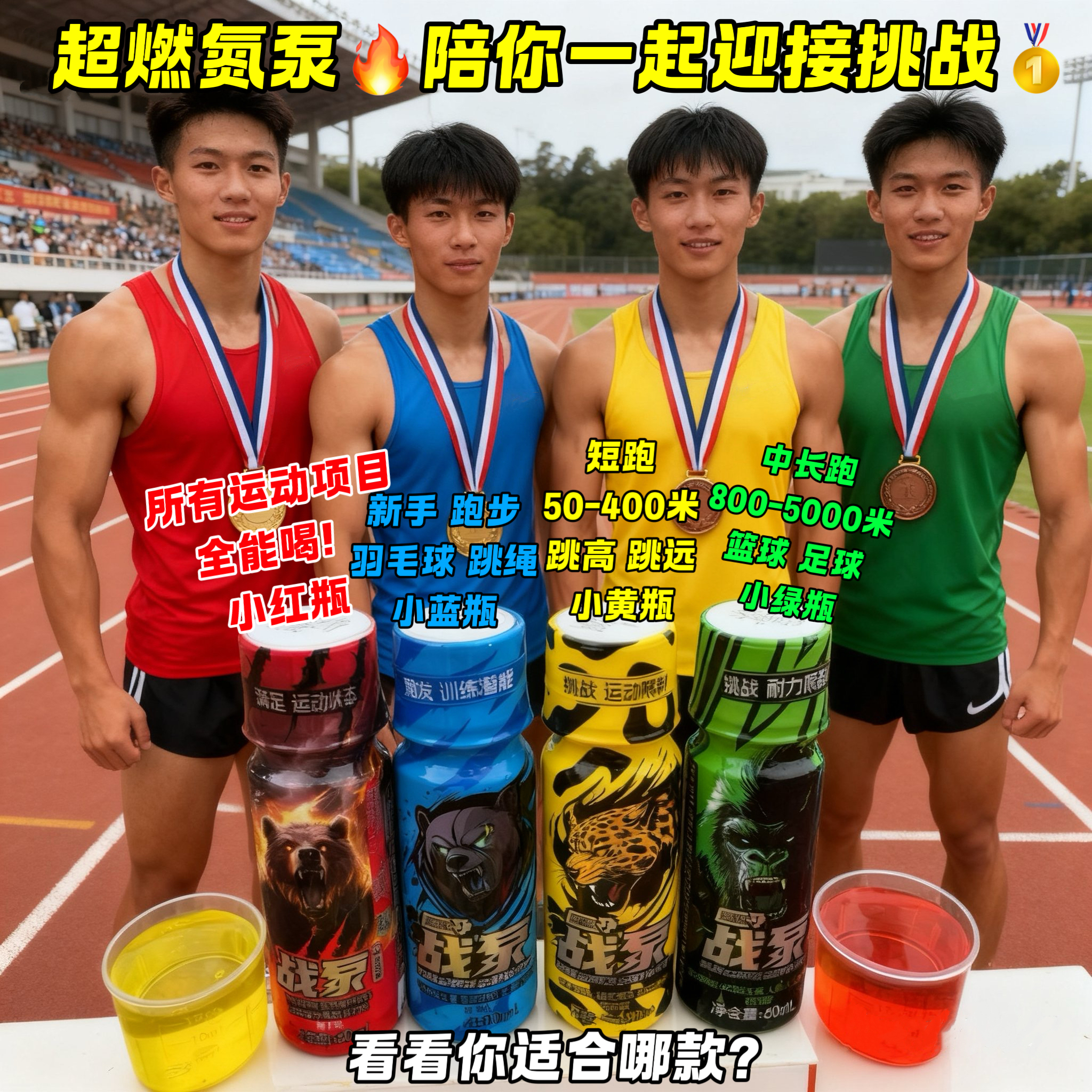 战泵液体氮泵正品运动四件套跑步100米200短跑中长跑耐力跳高跳远