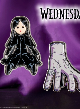 正版Wednesday星期三周边小东西徽章金属胸针联名饰品2件套装礼物