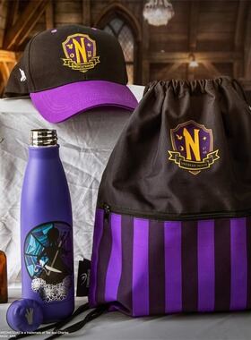 Wednesday星期三抽绳背包周边联名亚当斯奈弗莫尔学院帆布手提包