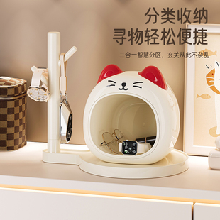 萌猫门口玄关摆件杂物钥匙扣收纳盒锁匙收纳摆件架可爱树枝收纳架