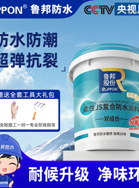 鲁邦彩色柔性JS复合防水涂料厨房卫生间屋顶外墙补漏材料